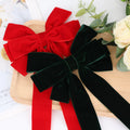 2025 Chinese Red Velvet Christmas Ribbon Bow Wired Ribbon Bow Large Velvet Bows for Christmas Holiday Wedding Decoration
