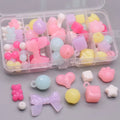 New Jelly Color Acrylic Beads Square Bow Knot Cat Paw Heart Star Round Shape Acrylic Beads for Jewelry Making 500g Bag