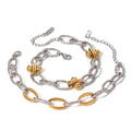 Designer Waterproof 18K Gold Stainless Steel PVD Gold Plated Trendy Patchwork Gold Silver Mixed Link Chain Bracelet Jewelry