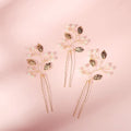 Metal Leaves Bridal Headpieces Pearl Bridesmaid Wedding Hair Clip Hair Pins Wedding(3 Pieces)