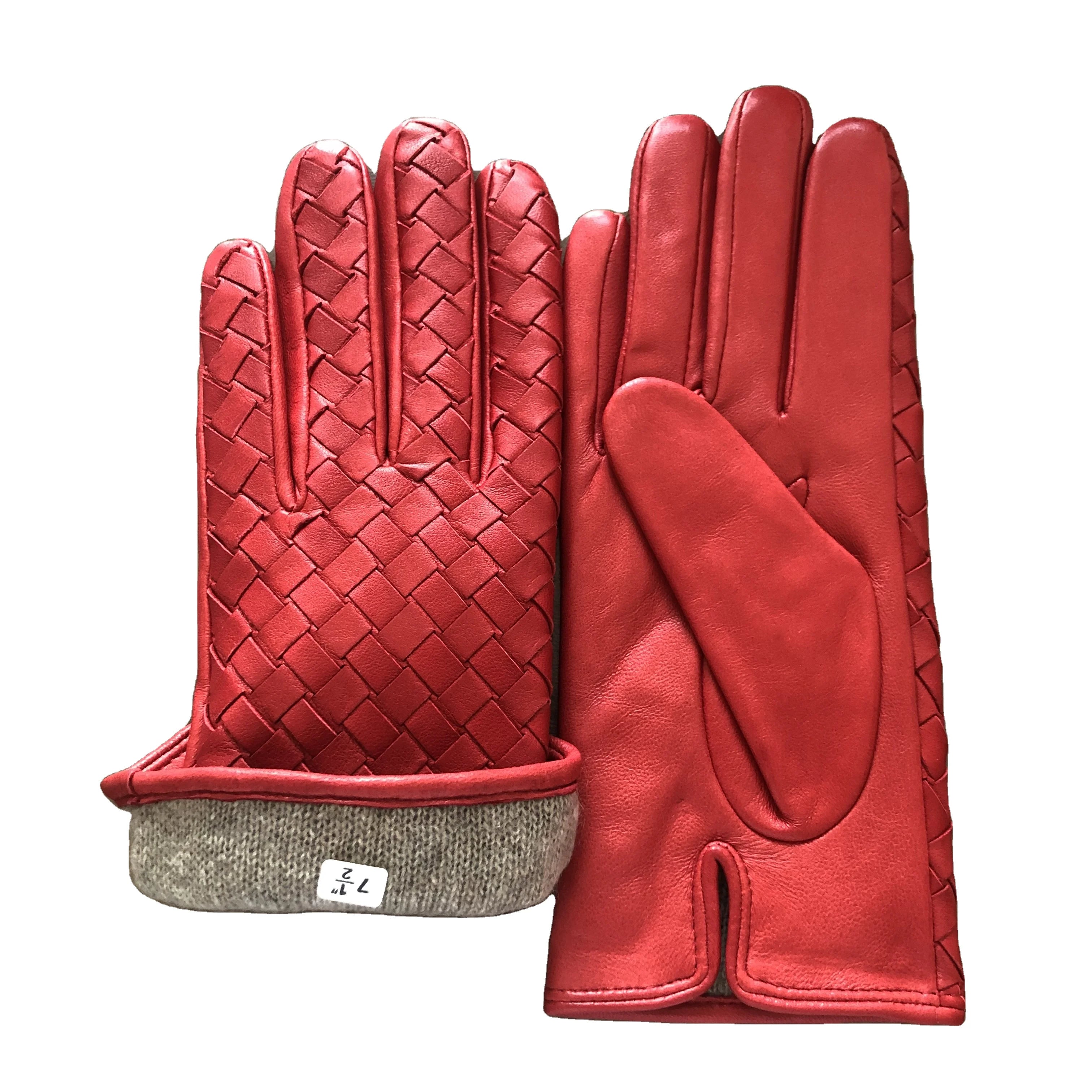 2026 Customizted Colors Sheepskin Knitted Leather Women Gloves Ladies Driving Fashion Fingerless Gloves