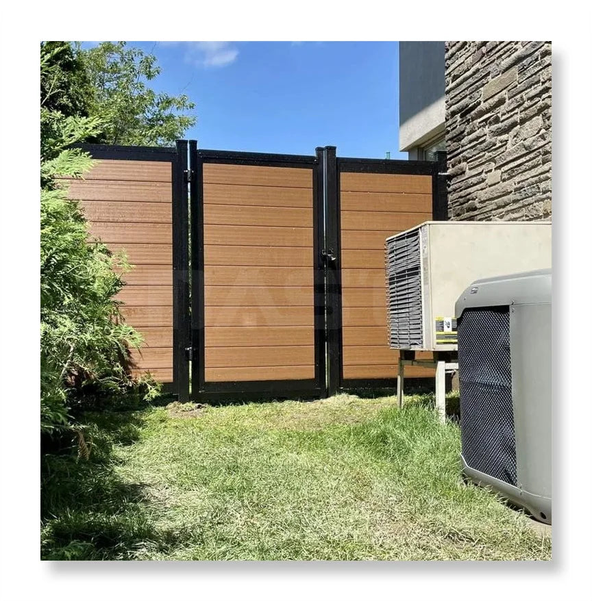 Factory Outdoor WPC Garden Fence Panel Board Sustainable Nature Wood with Tempered Glass Private House Swimming Pool Balconies