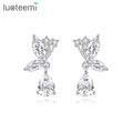 LUOTEEMI Fashion Crystal Butterfly Trendy Zircon Cubic Zirconia Lady Korean Jewelry New Drop Earring Woman