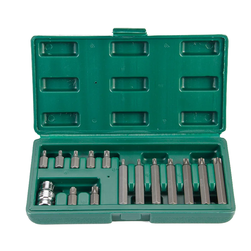 New in Our Shop 15PCS Crv Green Iron Box Socket Tool Box Set Convenient Socket Tool Set