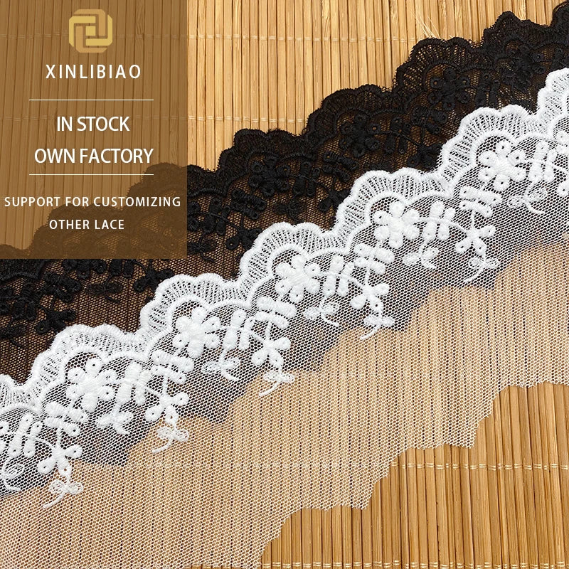 Milk Silk Lace Mesh Embroidery Small Flower Accessories Lace Trim for Lolita Cuff Shoes Bags-Fabric Lace