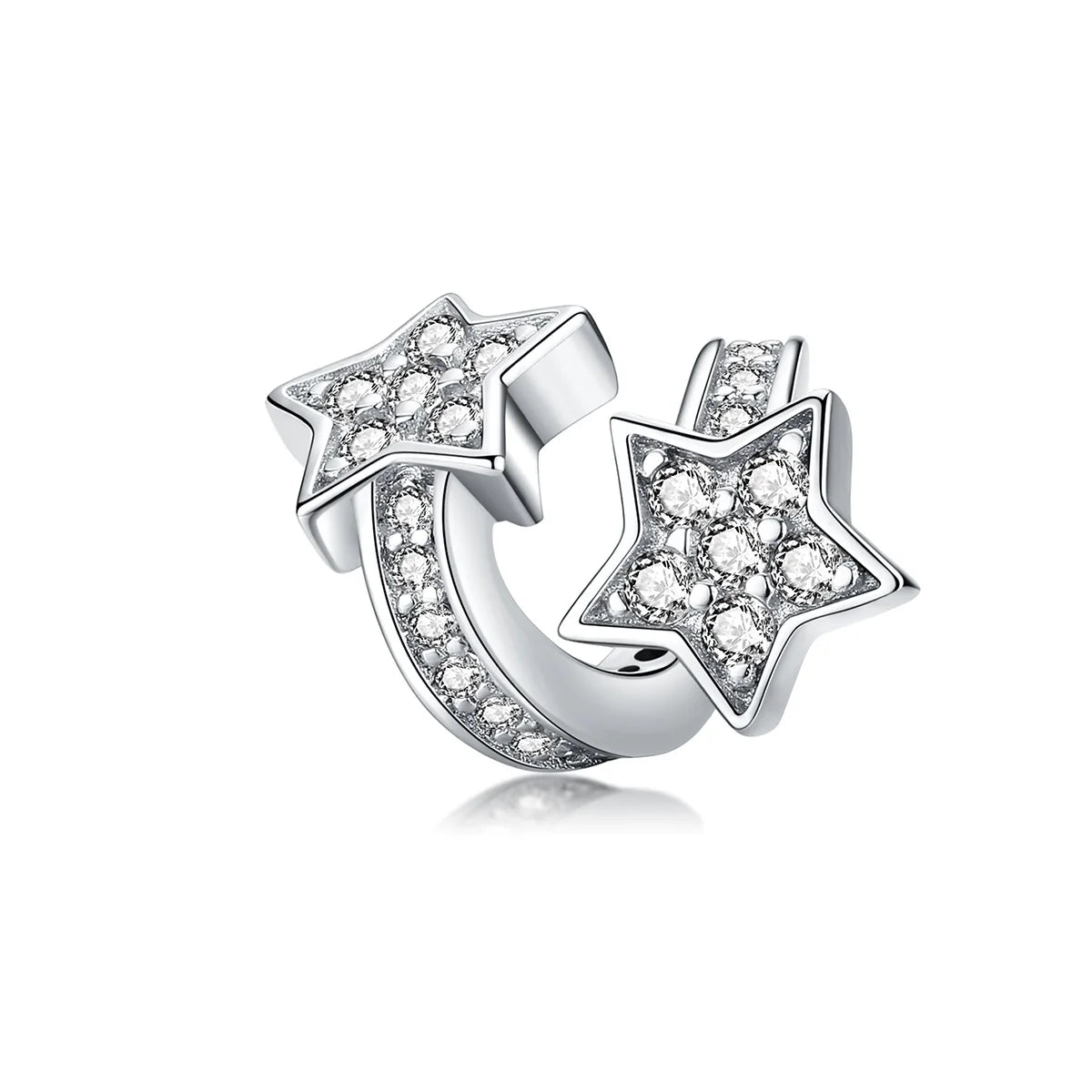Shining Zircon Star Silver Charm Fit Charm Bracelet Women DIY Jewelry AAA Cubic Zircon 925 Silver Platinum Plated Trendy SCC1244