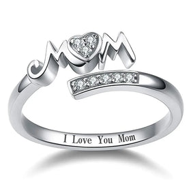 CAOSHI Exquisite Mom Rings Silver Color Caved Letter 