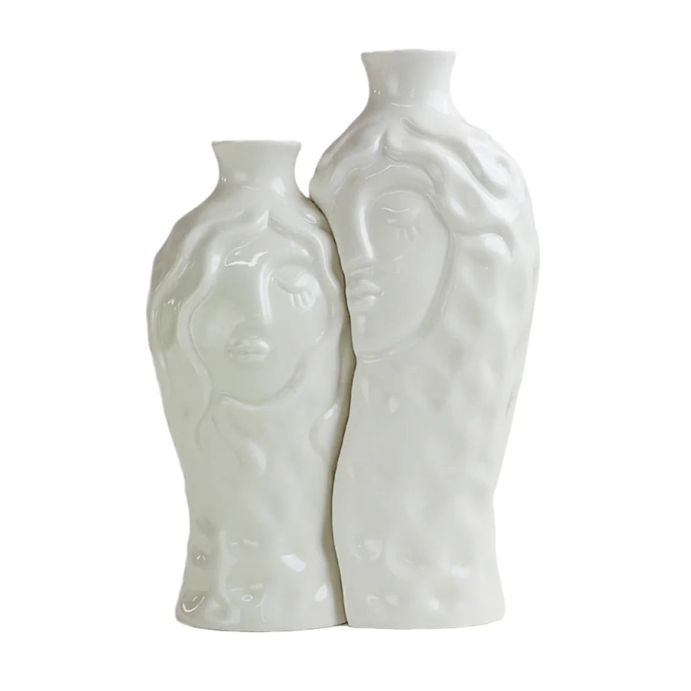 Modern Nordic Style Ceramic Flower Vase Small Diameter Porcelain Desktop Ornament for Indoor Home Decor Wedding Accessory
