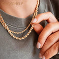 OUGEPHELI Hot Sale Wholesale Gold Rose Gold Plated Stainless Steel Chains Fine Fashion Jewelry Necklaces for Women Men