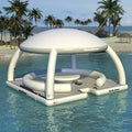 New Design Inflatable Water Leisure Platform Water Amusement Equipment Floating Island Inflatable Leisure Party Mat With Tent