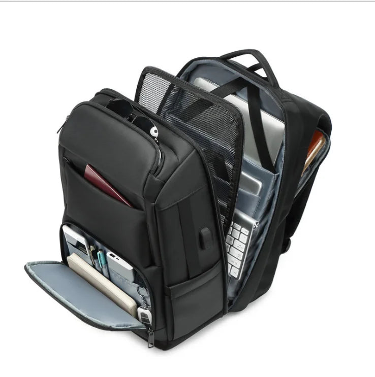 Brand New Designer Men Business Backpack Waterproof School Bag Multifunction 17inch Laptop Travel Bag with Multilayer