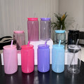 Reusable 16oz Plastic Drinking Can for Kids Unbreakable Outdoor Picnic Cold Cup With Lid and Straw Transparent Plastic Jerry Can