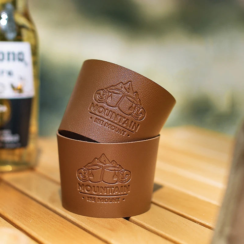 Camping Coffee Cup Leather Protective Cover Anti Hot Resistant High-temperature Cup Sleeve Outdoor PU Cup Holder
