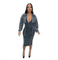 KY Women's Elegant Midi Dress Ribbed Casual Clothing with Button Decoration Woven and Eco-Friendly