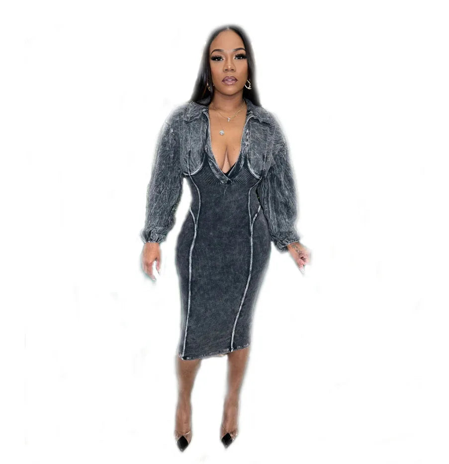 KY Women's Elegant Midi Dress Ribbed Casual Clothing with Button Decoration Woven and Eco-Friendly