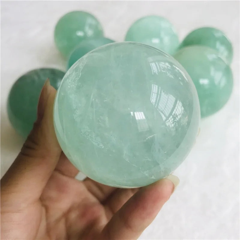 Natural  Green Fluorite Crystal Spheres With Rainbow For Wedding Souvenirs Guests