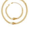 Fashion Ins Style Green Zircon Snake Head Necklace Bracelet Sets Women Choker Stainless Steel 18K Gold Plated Jewelry Set