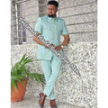 Summer Short Sleeves Suits Design Wedding Men Suits Jackets Groom's Elegant Formal Clothing 2 Pieces Slim Fitted 2 Pieces Party