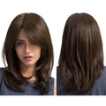 OEM Synthetic Brown Wigs with Bangs 20 Inch Layered Natural Curly Hair Wigs for Women Heat Resistant Wig Pelucas Lisas