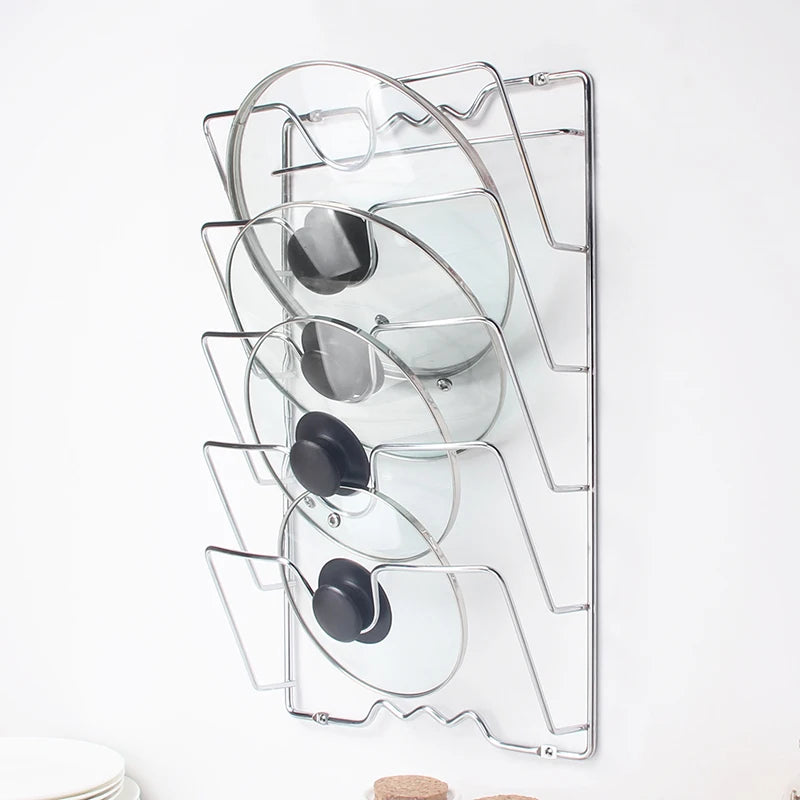 Multifunction Metal Wall-Mounted Storage Holder for Kitchen Cutting Board Knife Pot Cover