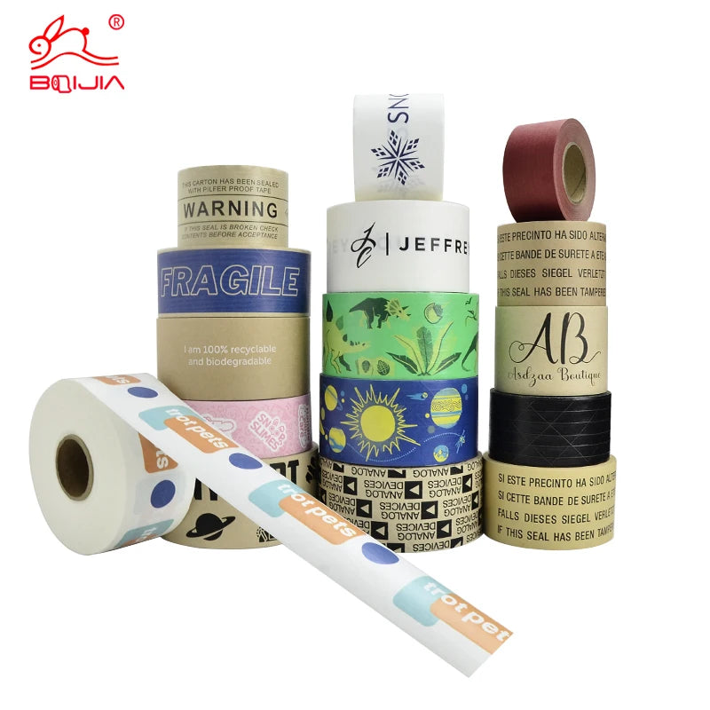Biodegradable and Environmental Custom Printing with Logo Self Adhesive/Water Activated Reinforced Kraft Paper Gummed Tape
