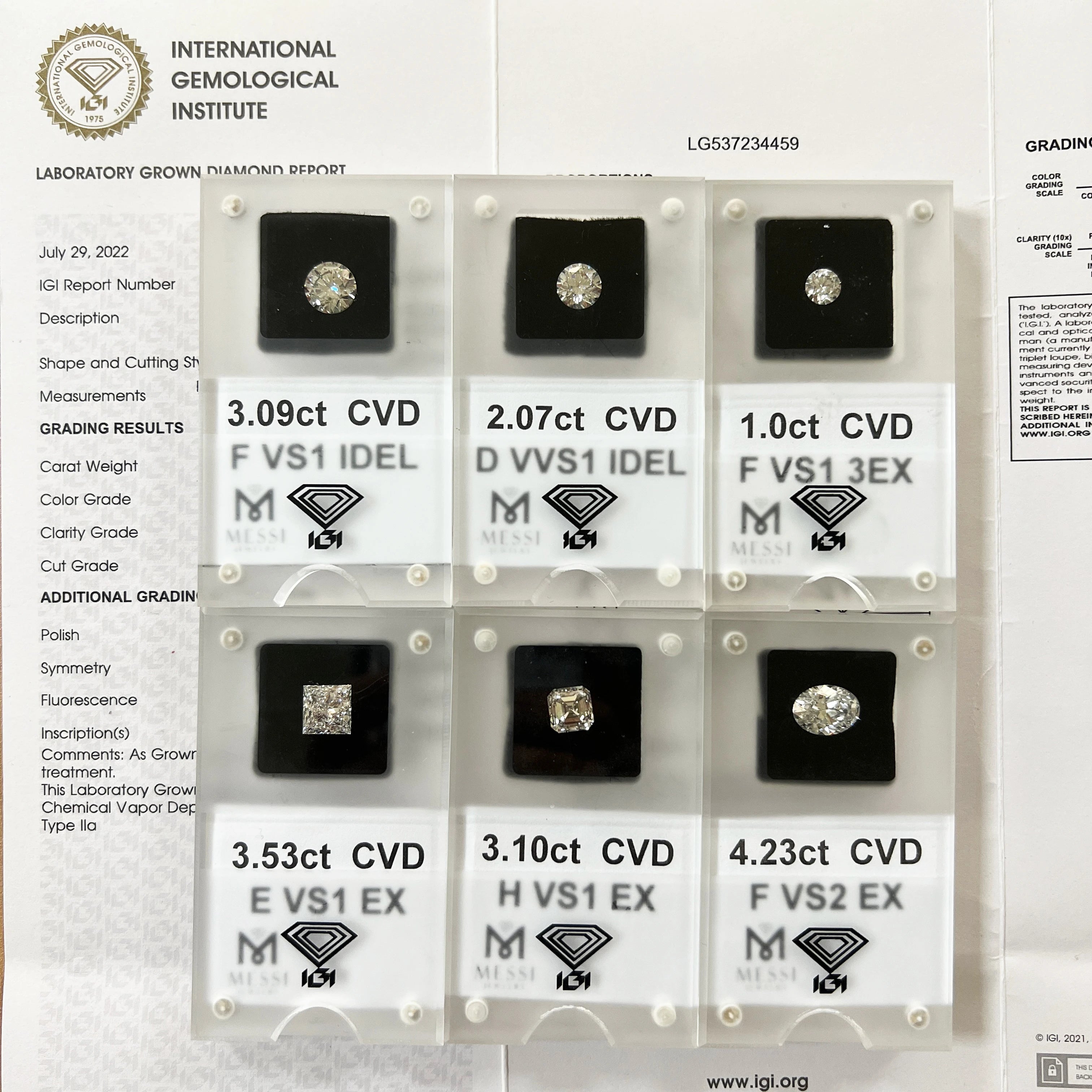 Mishang DEF VVS Color 1CT 1.5CT 2CT 3CT 4CT 5CT Loose Stone Hpht Cvd Excellent IGI Certified Fancy Shape Lab Grown Diamond