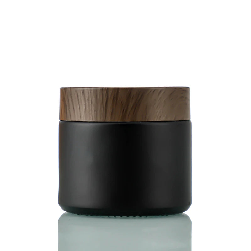 Luxury Frosted Cosmetic Jars with Wood Grain Lid Small 5g 10g Lip Gloss Container Matte Black 20g 30g 50g Body Butter Jar