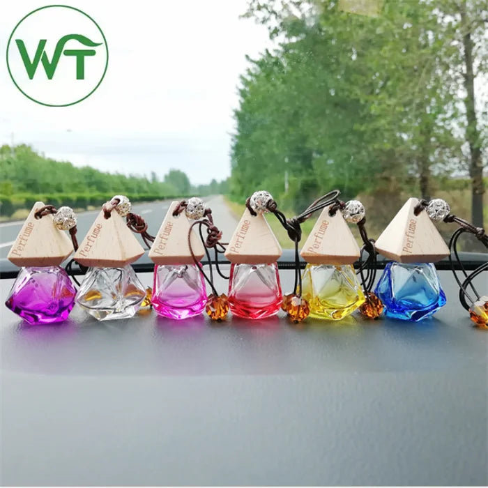 Customized Personalized Hanging Glass 5ml 6ml 10ml Car Perfume Diffuser Bottle Air Freshener Remove  rare Delicacy Bottle