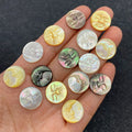 15mm Carved Moon Sun Black MOP Loose Beads Without Hole Natural Freshwater Shell Moon Face Cabochon for Jewelry Making