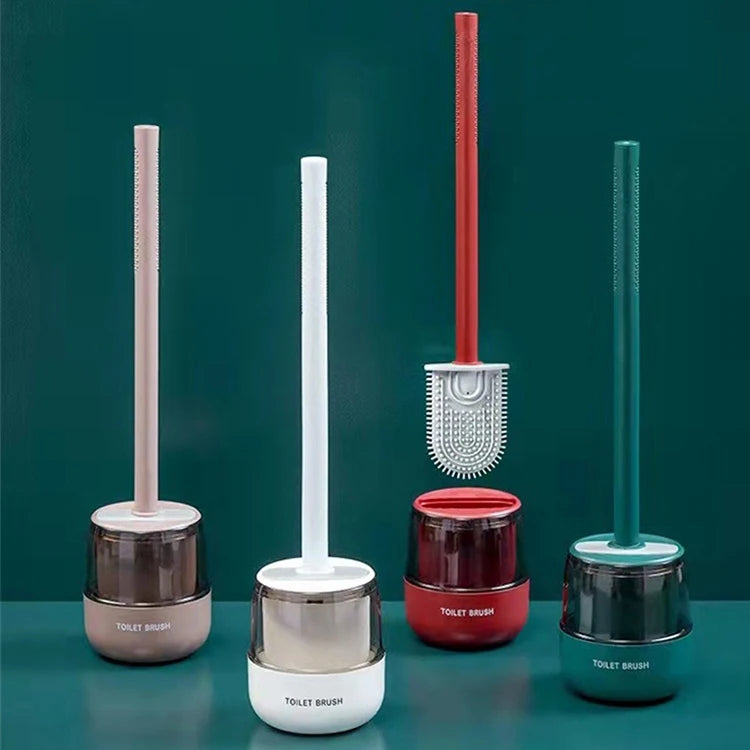 Easy Cleaning Multifunctional Toilet Brush Closet Bowl Brush with Standing Holder Magic Plastic Silicon Toilet Brush Set
