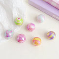 CJ 15mm Wholesale High Quality Two Color Plated Flow Pattern Round Acrylic Beads for Jewelry Making