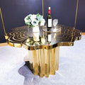Luxury FORTUNA Dining Table Set Irregular Golden Tree Roots Etched Stainless Steel for Villa Home Hotel Kitchen Home Furniture MegaBDM