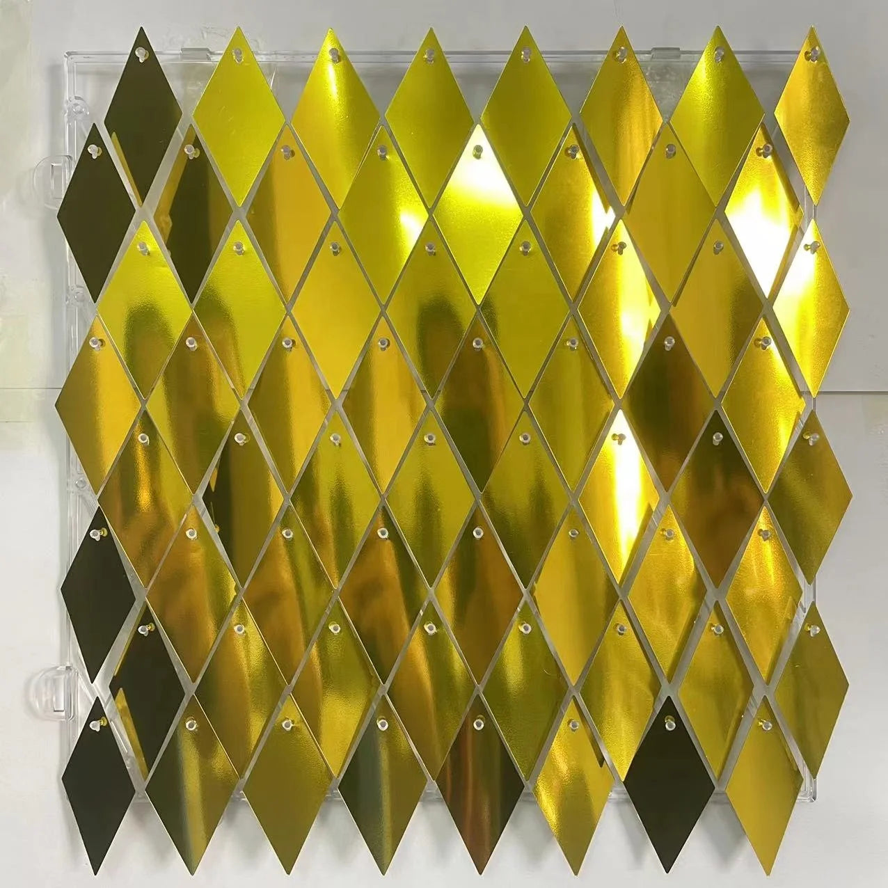 Gold Rhombus Shape Sequins Wall Backdrop Shimmer Wall Panels for Wedding/Event/Theme Party Decorations