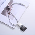TongLing Necklace Rope Strand Two Tone Silver Black Irregular square Shape Pendant Necklace for Women Girl