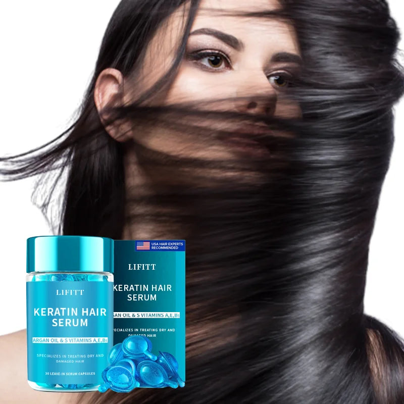 Lifitt Vitamin E Hair Loss Prevention Nourishing Keratin Shine 30ml Hair Serum Capsule