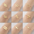 Trendy Non Tarnish Silver 18K Gold Plated Stainless Steel Charm Plane Teeth Heart Fatima Hand Bracelet Jewelry for Women