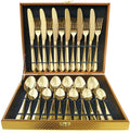 Sale Luxury Gold Restaurant Stainless Steel Cutlery 24pcs Set With Case