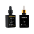 30ml 1oz Clear Matte Black Rectangular Screen Printed Glass Dropper Bottle for Essential Beard Oil with Gold Bamboo Dropper