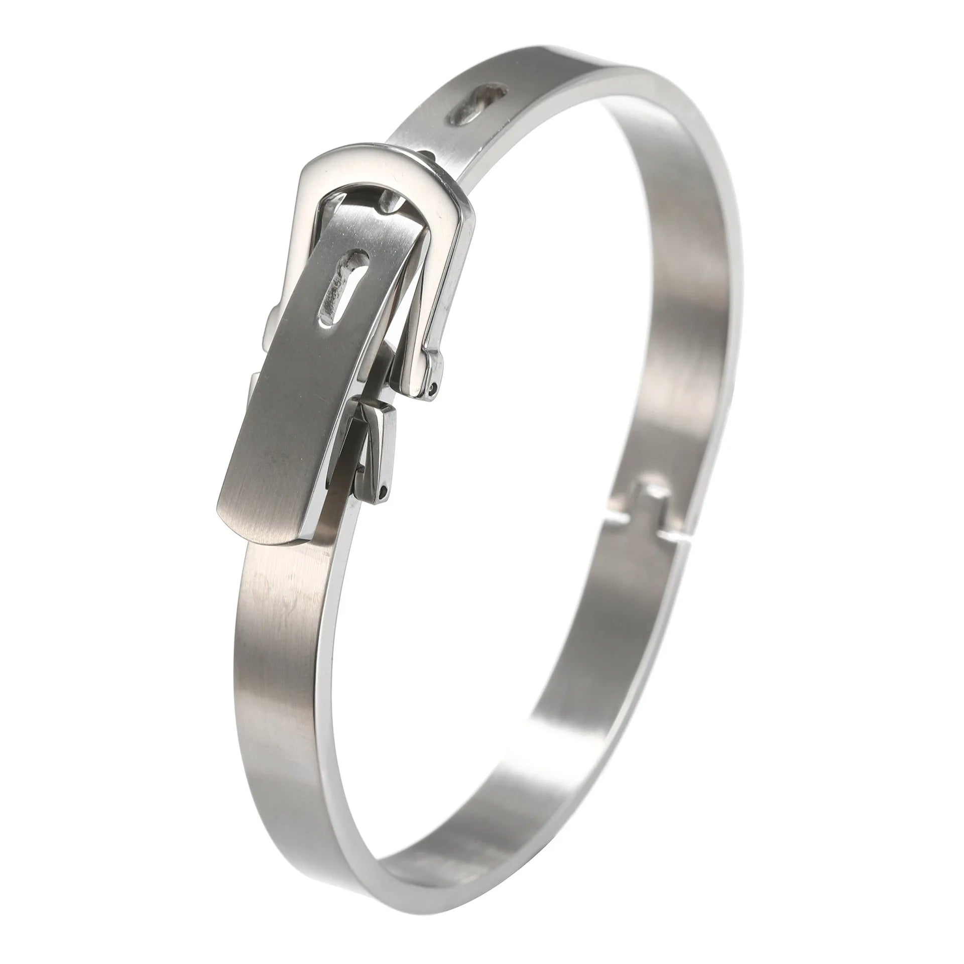Punk Simple Titanium Steel Bracelets for Women Fashion Charm Belt Buckle Bracelet Adjustable Female Jewelry