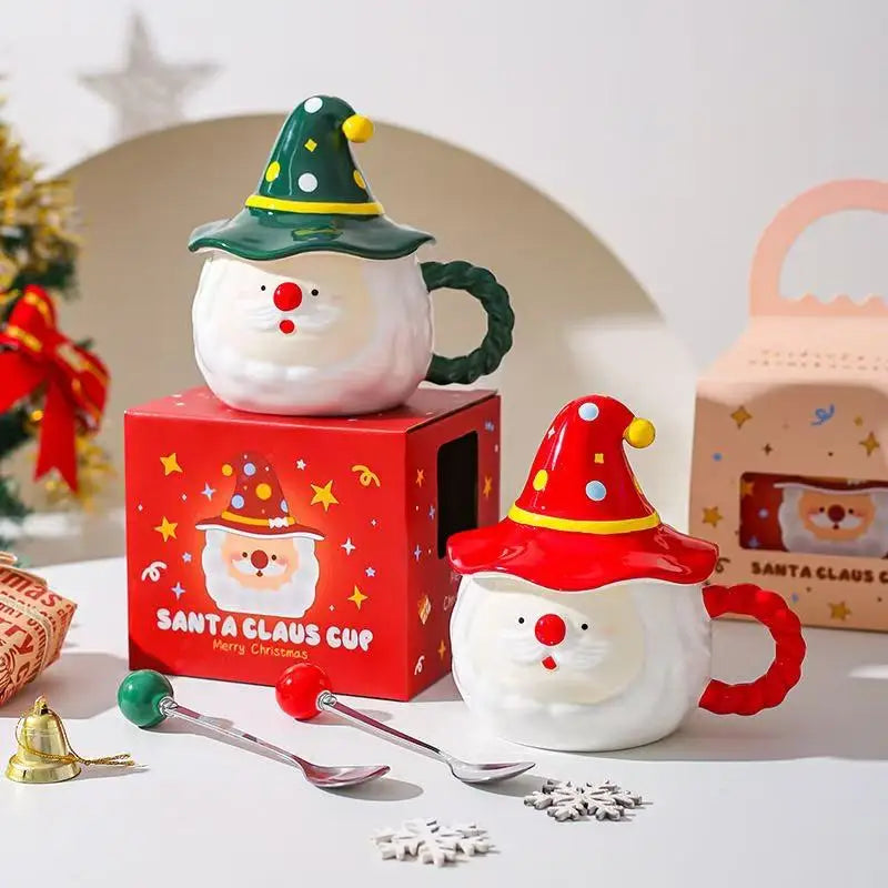 M Opening Creative Personalized Santa Claus With Lid High Beauty Ceramic Cute Set Makeup Cup for Couples