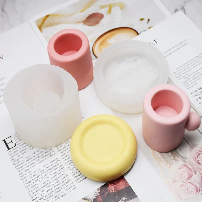 DM674 Coffee Cup Coaster Silicone Mold Epoxy Resin Mug Shape Candle Container Mold for Home Decoration