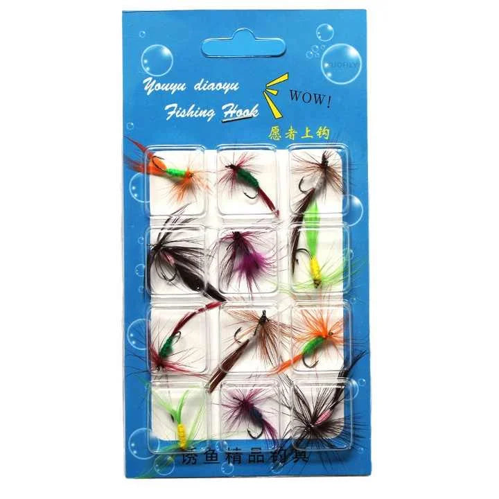 Selco China Hand Tied Artificial Fly Hook Fishing Boutique Bionic Insect Fly Bait Fly Hook Kit