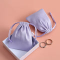 Light Purple 10*15cm Drawstring Flannel Pouch Bag Jewelry Container for Brush Packaging