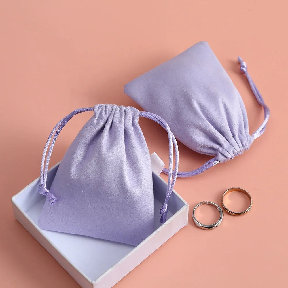 Light Purple 10*15cm Drawstring Flannel Pouch Bag Jewelry Container for Brush Packaging