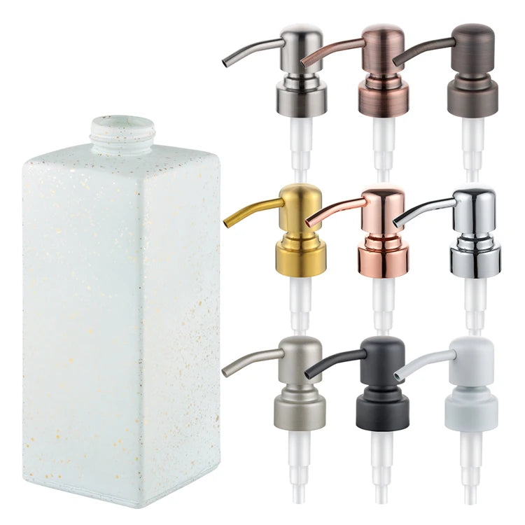 28/410 White Glass Soap Foam Pump Bottle Liquid Soap Dispenser Pump Tops Hand Head Metal Soap Lotion Pump for Bottle
