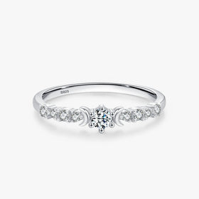 Ailmay Real 925 Sterling Silver Shining Elegant Crown Zirconia Wedding Finger Rings for Women Engagement Statement Jewelry Gift
