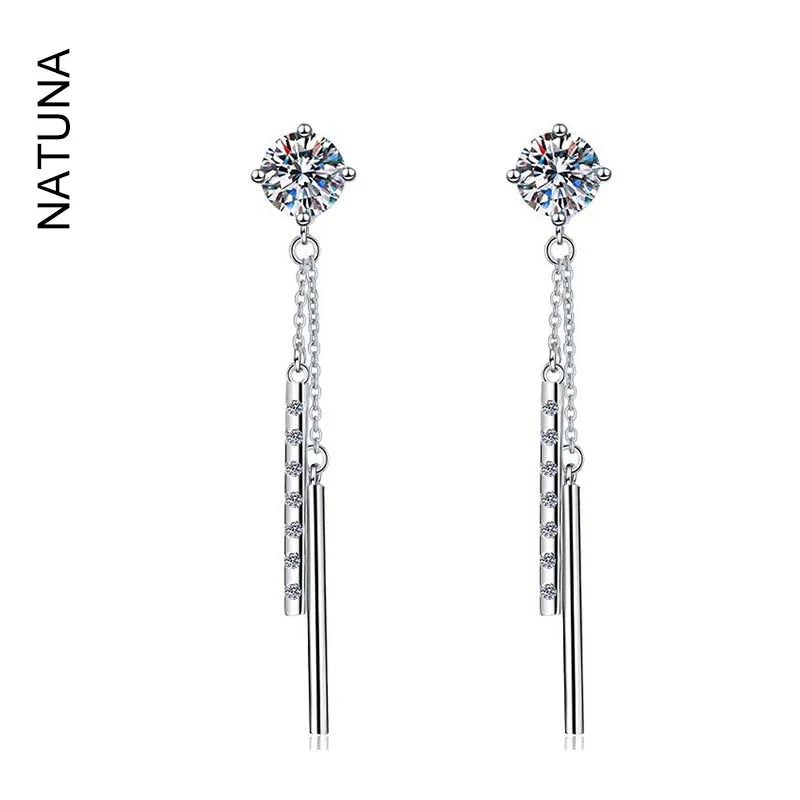 Jewelry Fine Custom Luxury Wholesale Earrings Zircon 925 Sterling Silver Statement Tassel Pendientes Women