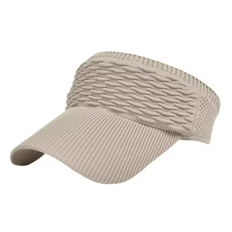 Women's Sun Visor Hat Knitted Elastic Sports Hat Empty Top Quick Drying Wide Brim Golf Hat