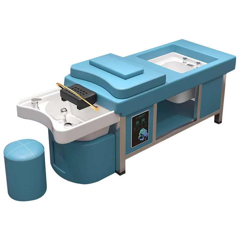 Luxury High-End Salon Pedicure Shampoo Bed Modern Electric Head Spa Water Circulation Hair Washing Chair Massage Table