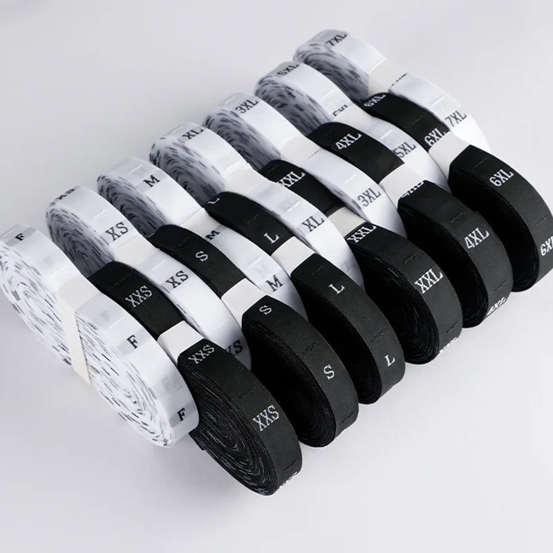 200pcs/roll  Spot Straight Clothing Size Label  Digital Size  Cotton Print  Szie Label Roll for Clothing